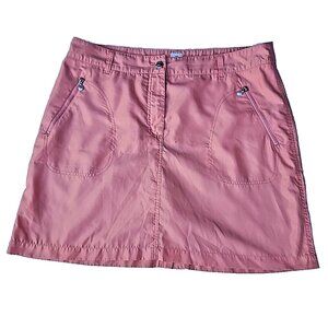 Daily Sports Sweden Coral Orange Women’s Skort Sz12 Golf Skirt Zipped Pockets EC